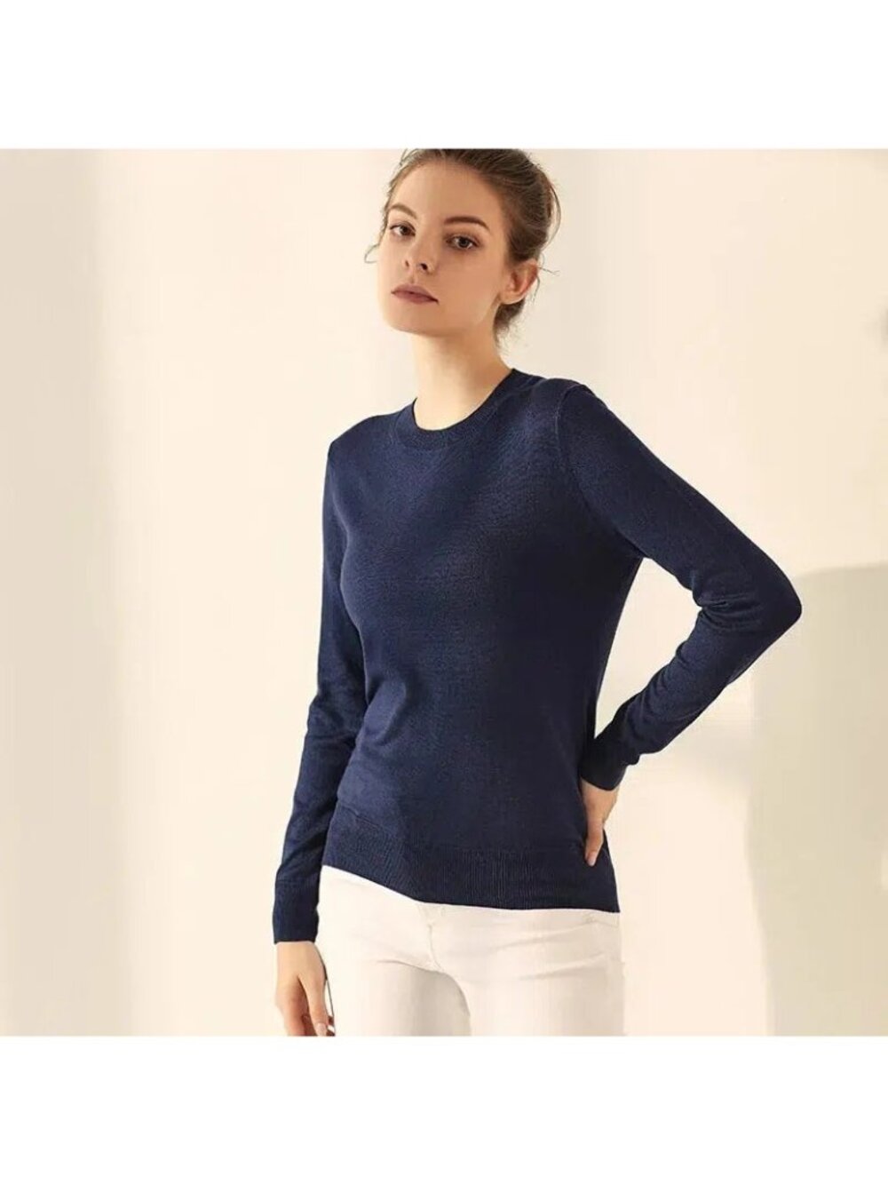 Quince Womens 100% Mongolian Cashmere Crewneck Sweater Women Size XS Navy Blue